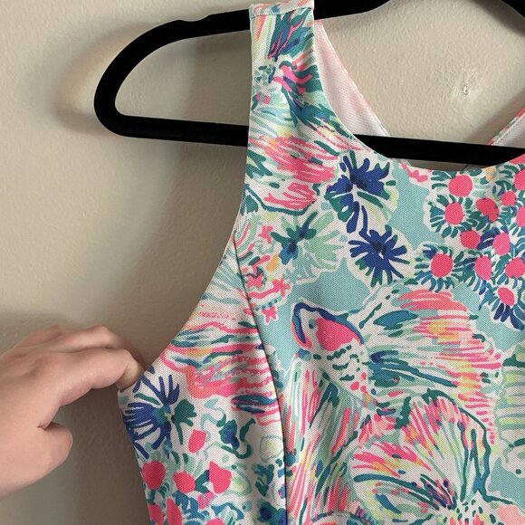 Lilly Pulitzer Sz XS Serene Blue Gypsea Preppy Tropical Arden Fringe Shift Dress - Picture 6 of 12